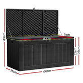 Gardeon Outdoor Storage Box 830L Container Lockable Bench Tool Shed All Black Chez Guru